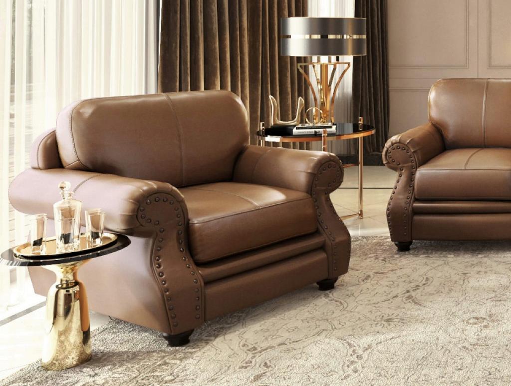 Sunset Leather Armchair Chestnut Accent Chair